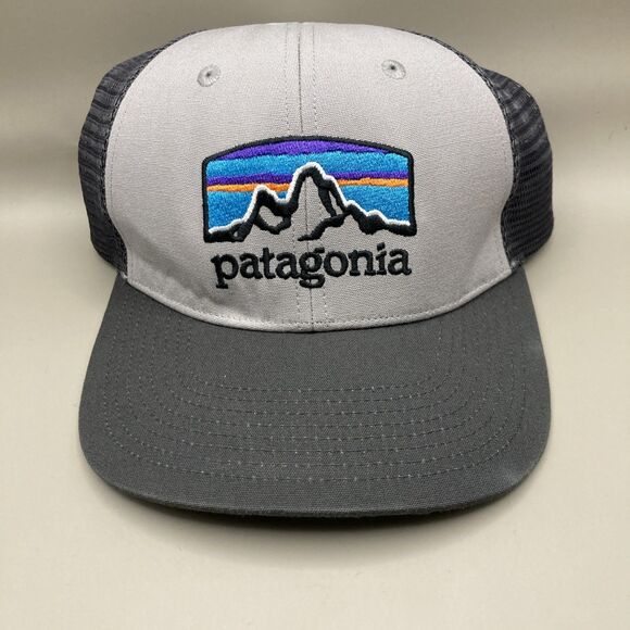 Patagonia Hat Cap Adjustable Unisex Mountain Range Logo Patch Mesh Trucker - Picture 1 of 8